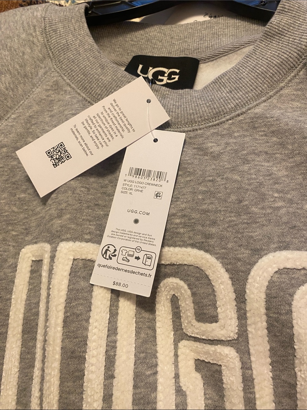 Womens UGG Logo Pullover Sweatshirt . Grey Heather. XL $88 - Picture 2 of 11